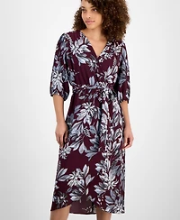 Connected Petite Printed Wrap Midi Dress
