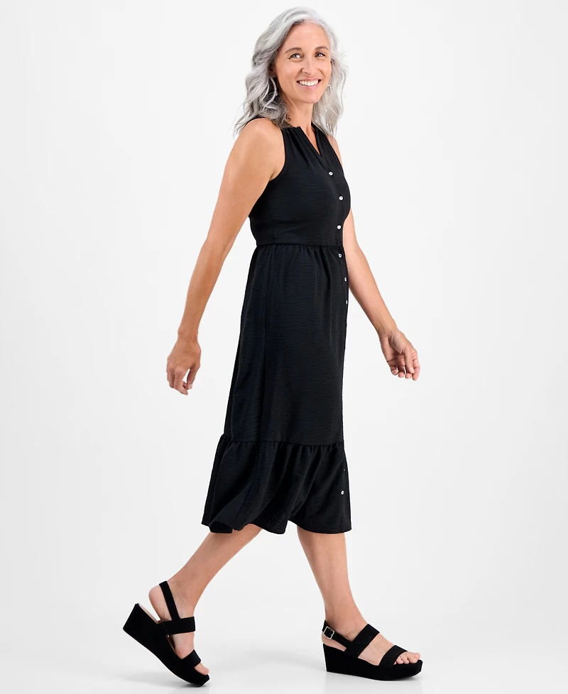 Style & Co Petite Button-Front Sleeveless Midi Dress, Macy's Exclusive