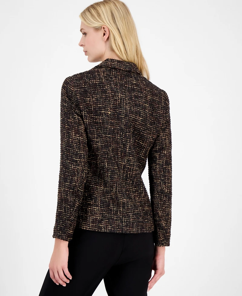 Anne Klein Women's Tweed Notch-Collar One-Button Jacket