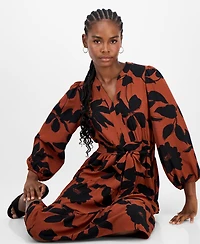 Robbie Bee Petite Floral-Print Tiered Midi Dress