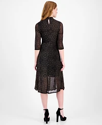 Robbie Bee Petite Mock Neck Printed Midi Dress