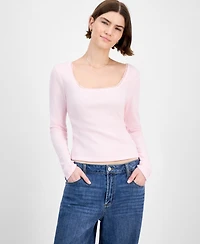 Hippie Rose Juniors' Floral-Print Lace-Trim Top