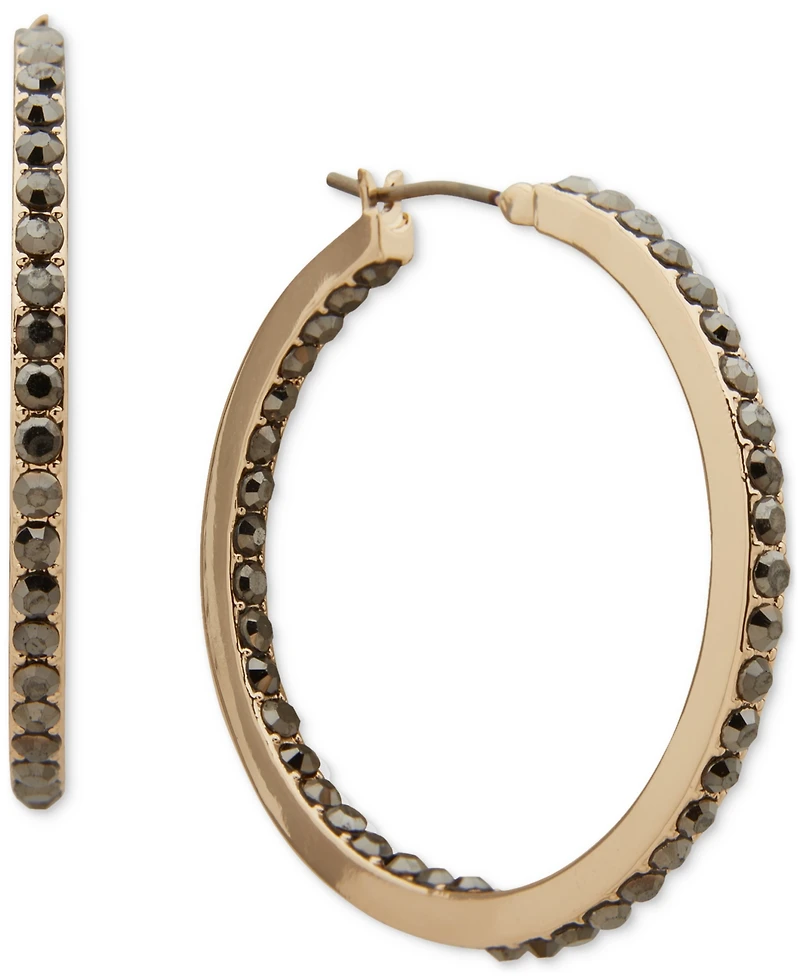 Karl Lagerfeld Paris Medium Pave Hoop Earrings, 1.37"