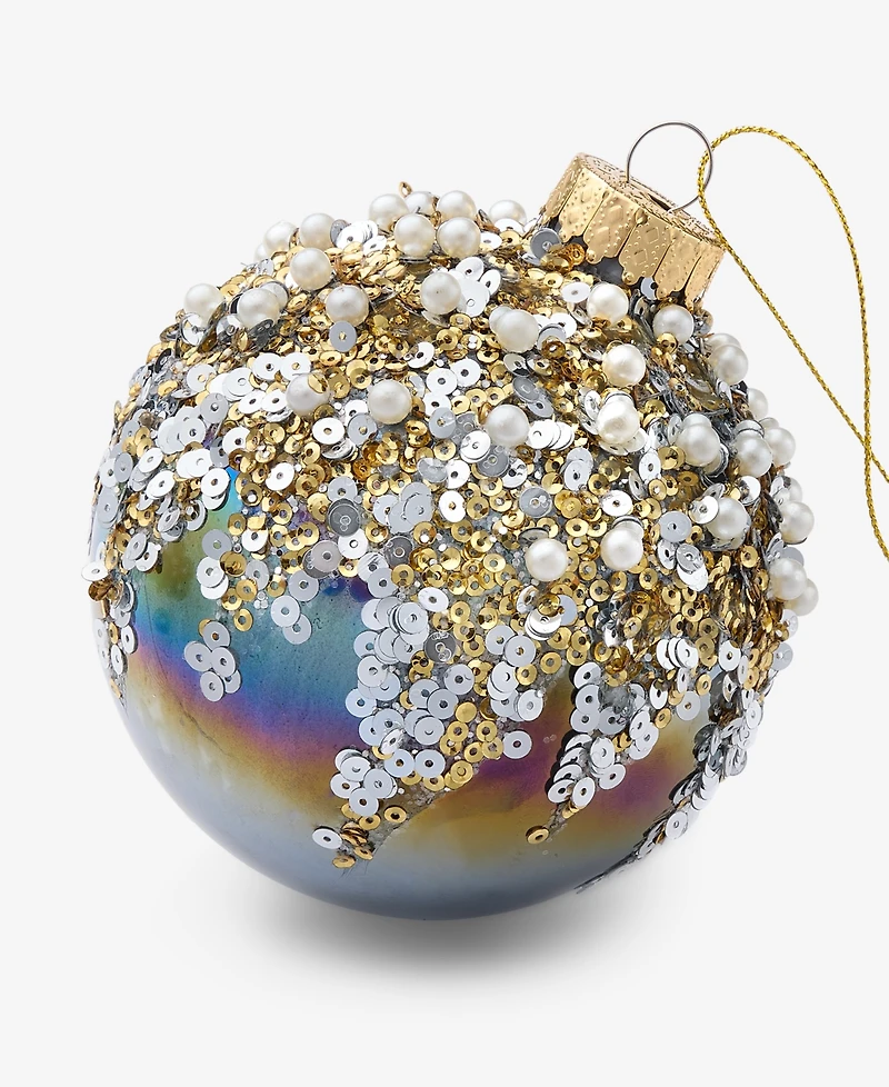 Holiday Lane Enchanted Forest Glass Embellished Ball Ornament, Macy's Exclusive