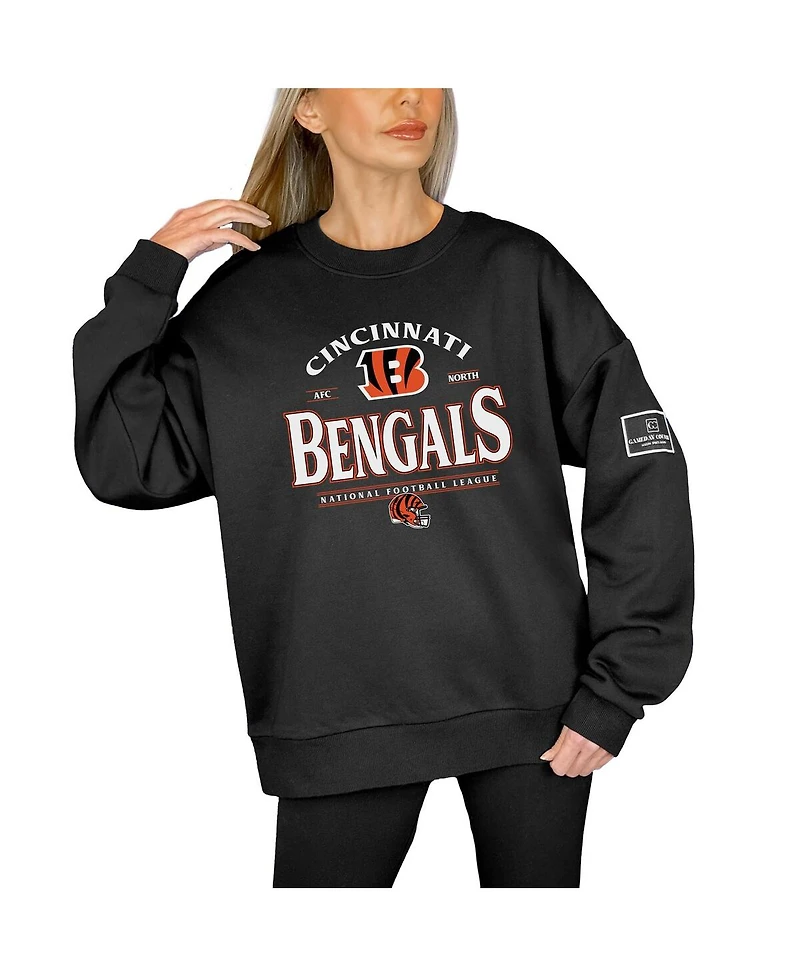 Gameday Couture Women's Black Cincinnati Bengals Oversized Players Only Label Pullover Sweatshirt