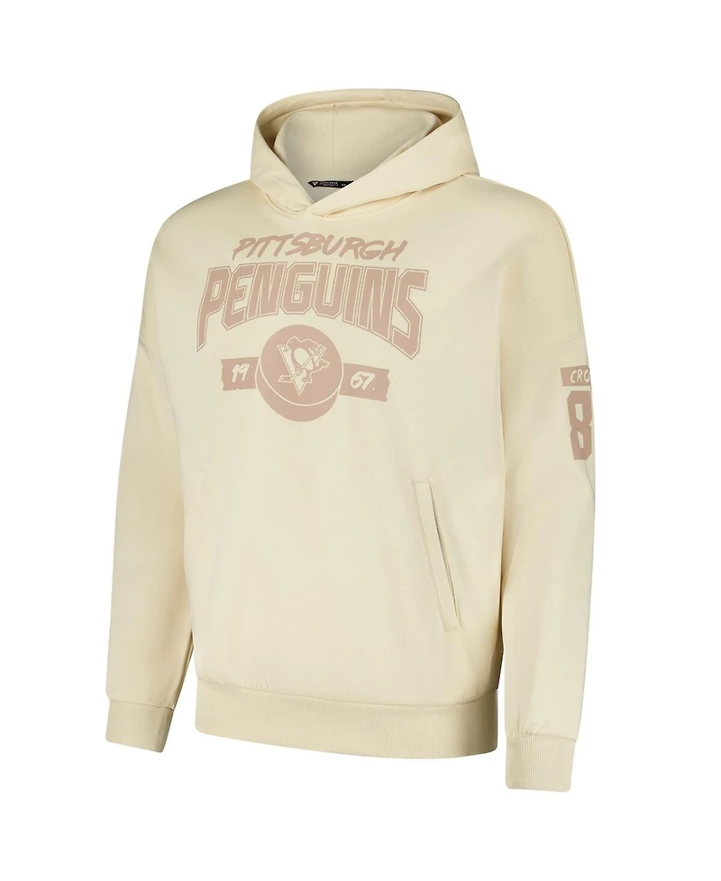 LevelWear Men's Sidney Crosby Khaki Pittsburgh Penguins Oversized Contact Name Number Pullover Hoodie