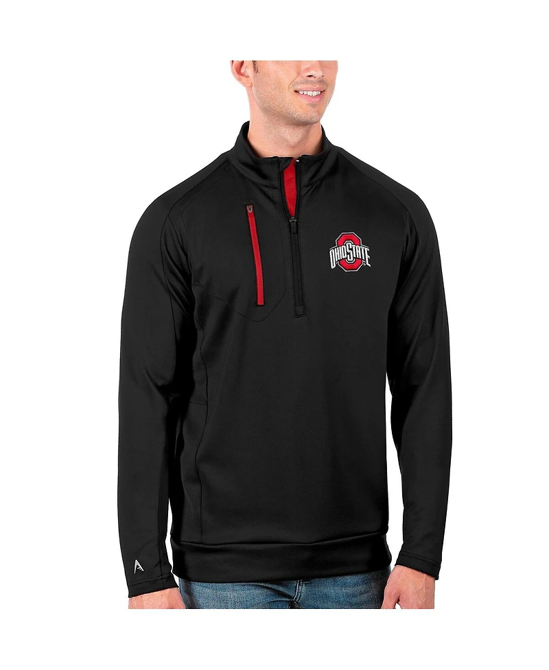 Antigua Men's Black/Scarlet Ohio State Buckeyes Generation Half-Zip Pullover Jacket