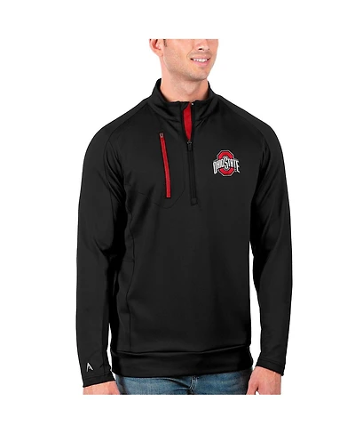 Antigua Men's Black/Scarlet Ohio State Buckeyes Generation Half-Zip Pullover Jacket