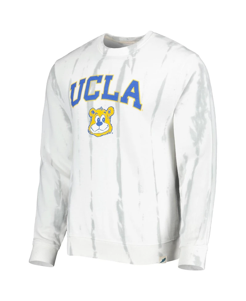 League Collegiate Wear Men's White/Silver Ucla Bruins Classic Arch Dye Terry Pullover Sweatshirt