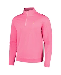 Peter Millar Men's Pink The Players Perth melange Performance Quarter-Zip Sweatshirt