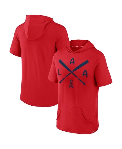 Fanatics Men's Red Los Angeles Angels Iconic Rebel Short Sleeve Hoodie