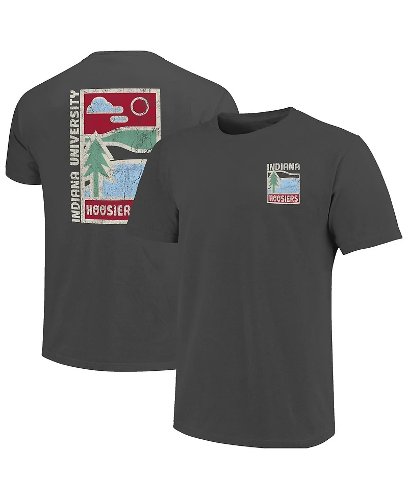 Image One Men's Graphite Indiana Hoosiers Comfort Colors Minimal Vista Distressed Graphics T-Shirt