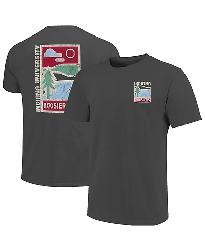 Image One Men's Graphite Indiana Hoosiers Comfort Colors Minimal Vista Distressed Graphics T-Shirt