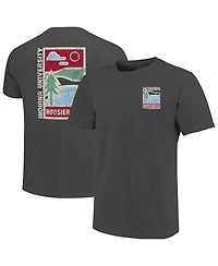 Image One Men's Graphite Indiana Hoosiers Comfort Colors Minimal Vista Distressed Graphics T-Shirt