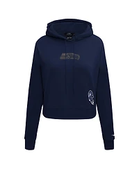 Pro Standard Women's College Navy Seattle Seahawks Jeweled Cropped Pullover Hoodie