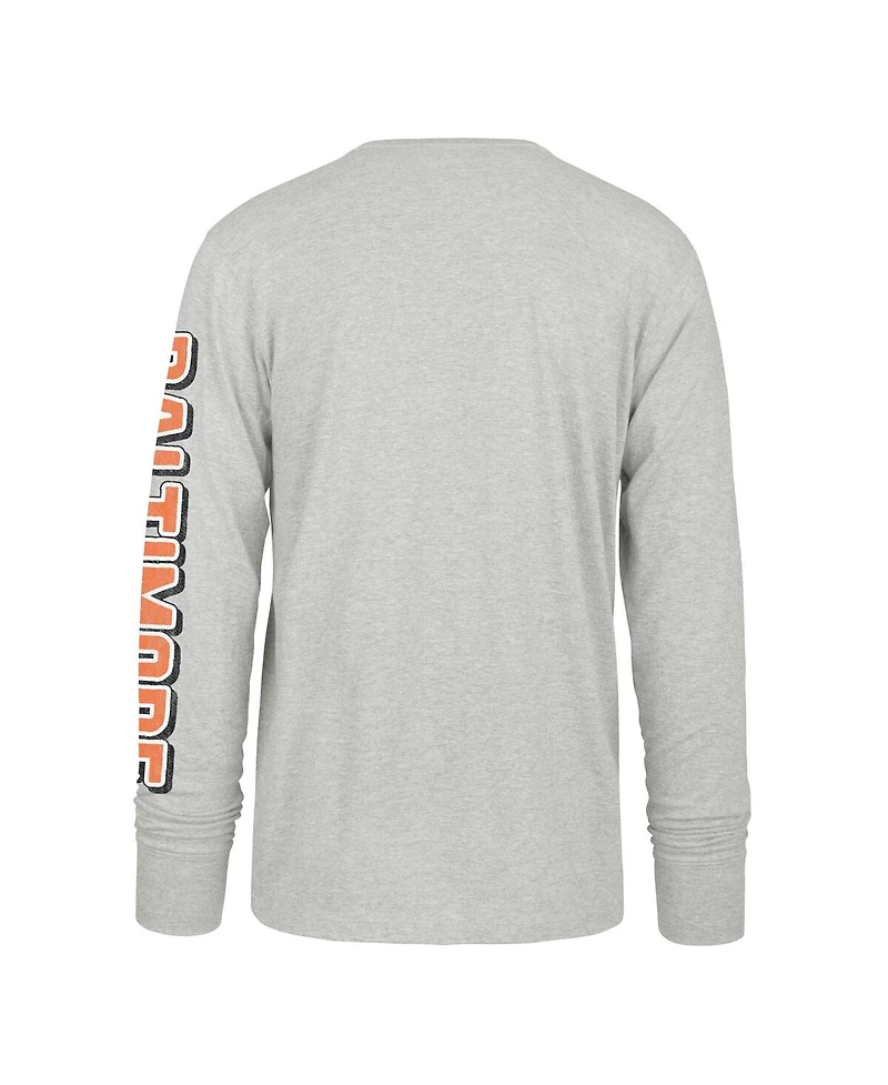 '47 Brand Men's Gray Baltimore Orioles Big Tall Distressed Franklin Long Sleeve T-Shirt