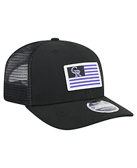New Era Men's Black Colorado Rockies Flag 9SEVENTY Stretch-Snap Hat