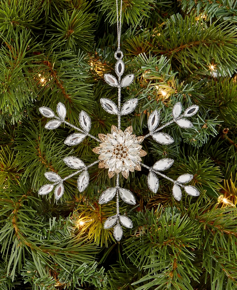 Holiday Lane Jeweled Classics Gold and Gem Snowflake Ornament, Macy's Exclusive