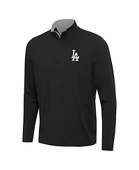 Antigua Men's Black Los Angeles Dodgers Content Quarter-Zip Hoodie
