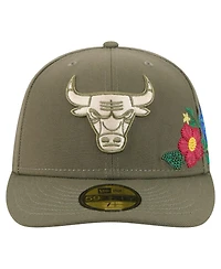 New Era Men's Olive Chicago Bulls Tonal Florals 59FIFTY Fitted Hat
