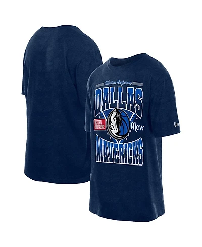 New Era Men's Navy Dallas Mavericks Boxy Old School Sport Vintage Wash T-Shirt