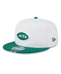 New Era Men's White/Green New York Jets 2025 Nfl Training Camp Split Panel 9FIFTY Snapback Hat