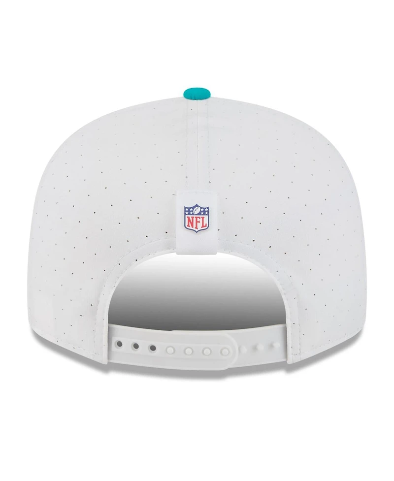 New Era Men's White/Aqua Miami Dolphins 2025 Nfl Training Camp Split Panel 9FIFTY Snapback Hat