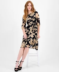 Sandra Darren Petite Printed Tiered-Hem Midi Dress