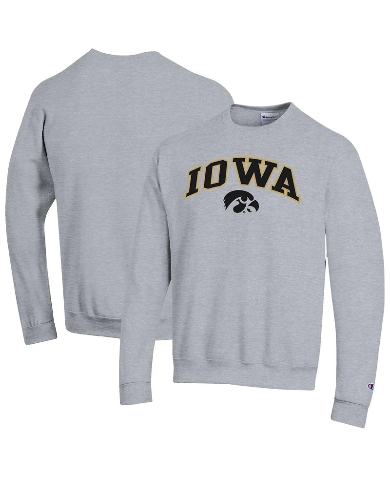 Champion Men's Heather Gray Iowa Hawkeyes Arch Over Logo Pullover Sweatshirt