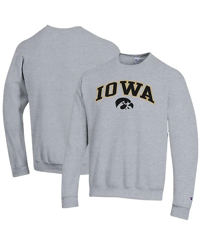 Champion Men's Heather Gray Iowa Hawkeyes Arch Over Logo Pullover Sweatshirt