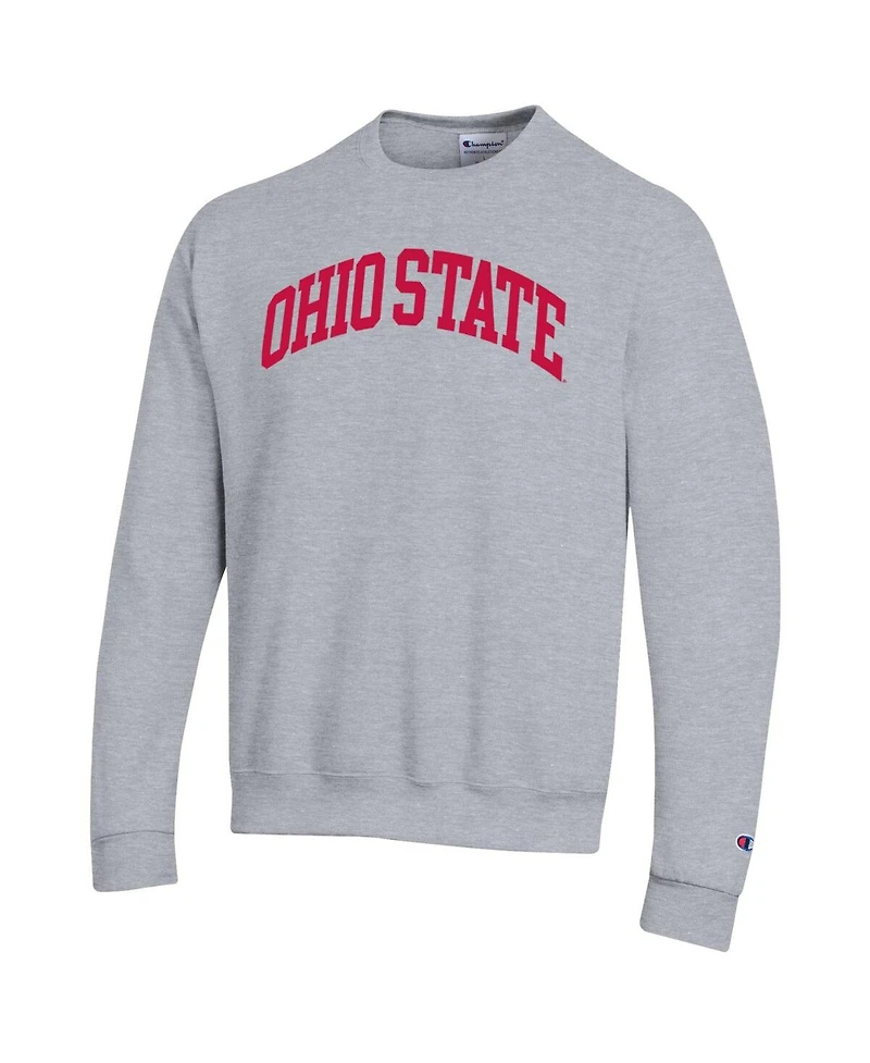 Champion Men's Heather Gray Ohio State Buckeyes Basic Arch Fleece Pullover Sweatshirt