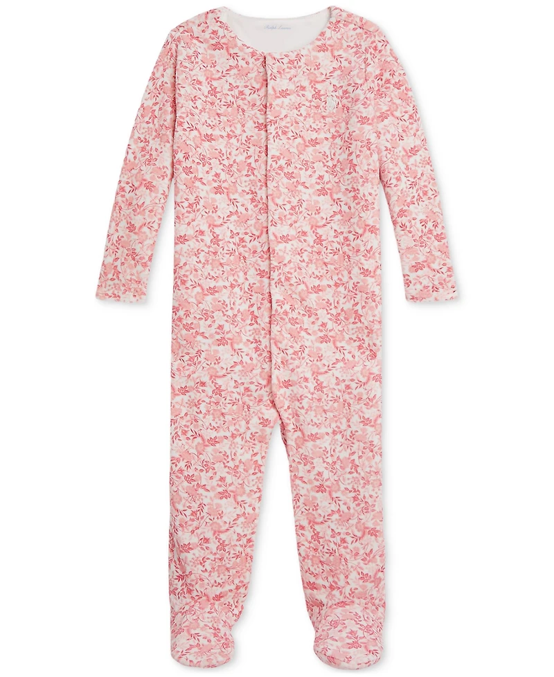 Polo Ralph Lauren Baby Girls Floral Velour Coverall