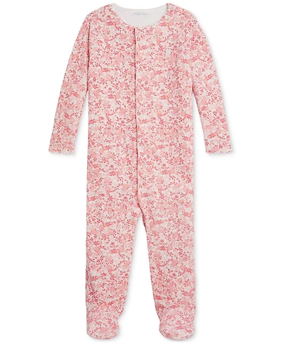 Polo Ralph Lauren Baby Girls Floral Velour Coverall