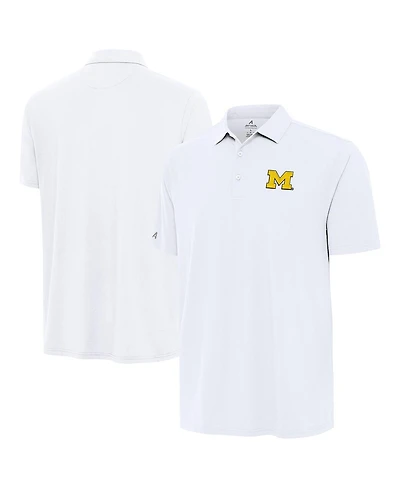 Antigua Men's White Michigan Wolverines Era Polo Shirt