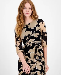 Sandra Darren Petite Printed Tiered-Hem Midi Dress