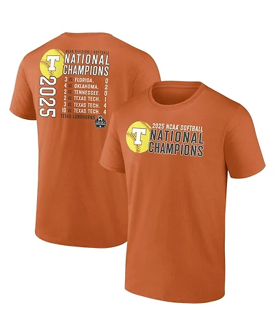 Fanatics Men's Texas Orange Longhorns 2025 Ncaa Softball Women's College World Series Champions Schedule T-Shirt