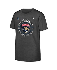 Fanatics Big Boys and Girls Heather Gray Florida Panthers 2025 Eastern Conference Champions Locker Room T-Shirt