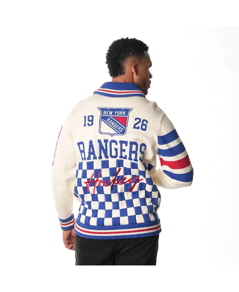 The Wild Collective Men's and Women's Cream New York Rangers Jacquard Full Zip Sweater
