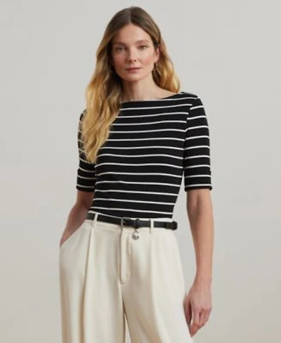 Lauren Ralph Lauren Womens Striped Boat Neck Top