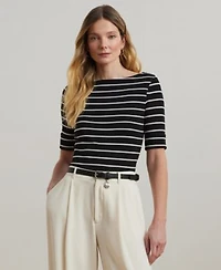 Lauren Ralph Lauren Womens Striped Boat Neck Top
