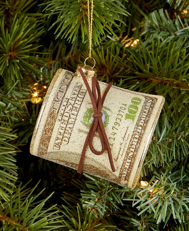 Holiday Lane Eclectic Charm Glass Rolled $100 Bill Ornament, Macy's Exclusive