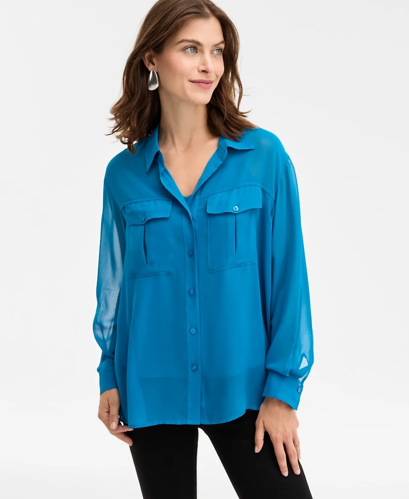 I.n.c. International Concepts Women's Button-Front Shirt, Macy's Exclusive