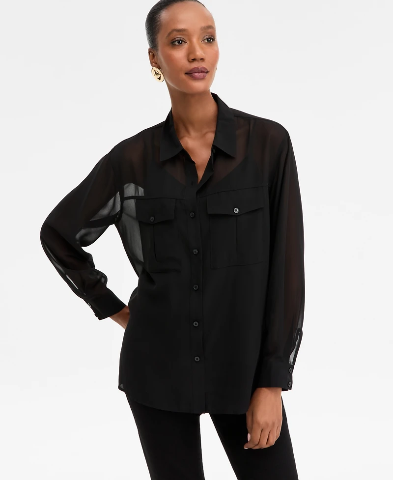 I.n.c. International Concepts Women's Button-Front Shirt, Macy's Exclusive