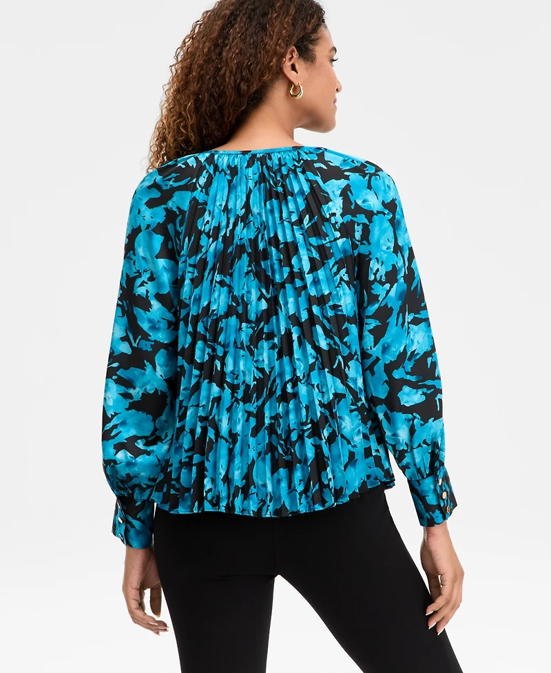 I.n.c. International Concepts Women's Pleated V-Neck Blouse, Macy's Exclusive