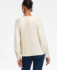 I.n.c. International Concepts Women's Pleated V-Neck Blouse, Macy's Exclusive