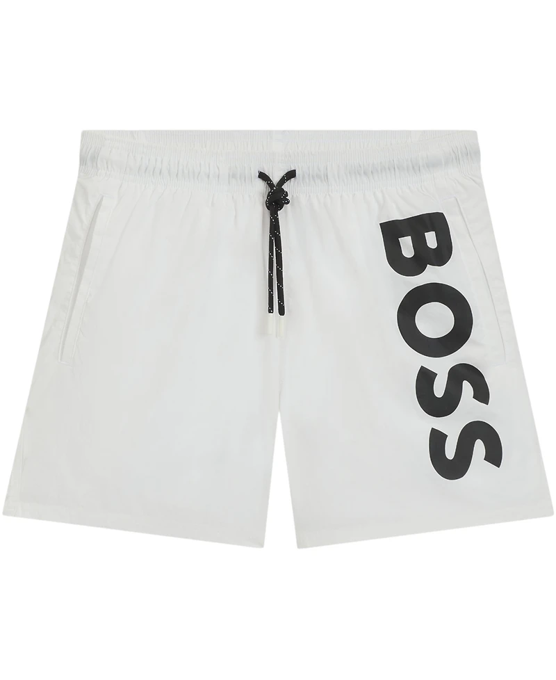 Boss by Hugo Boss Men's Vertical Logo Print Swim Shorts