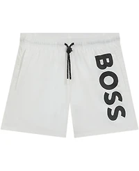 Boss by Hugo Boss Men's Vertical Logo Print Swim Shorts