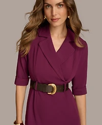 Donna Karan New York Women's Belted Knee-length V-neck Jacket Dress