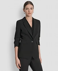 Dkny Women's Ruched-Sleeve One-Button Blazer