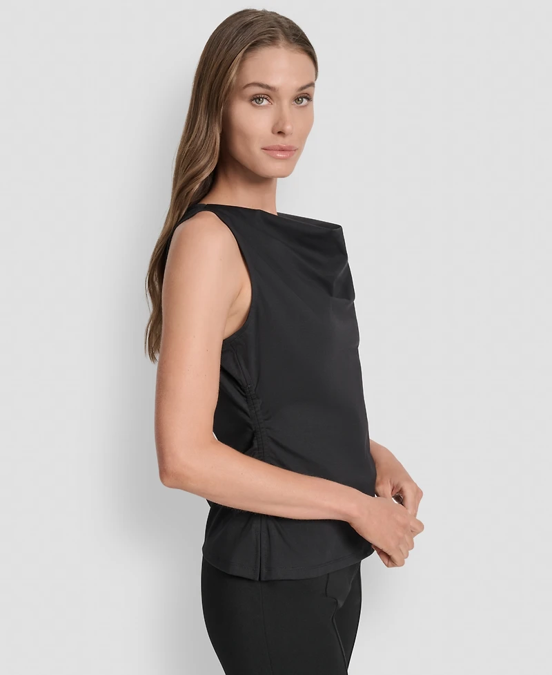 Dkny Women's Sleeveless Side-Slit Ruched Top